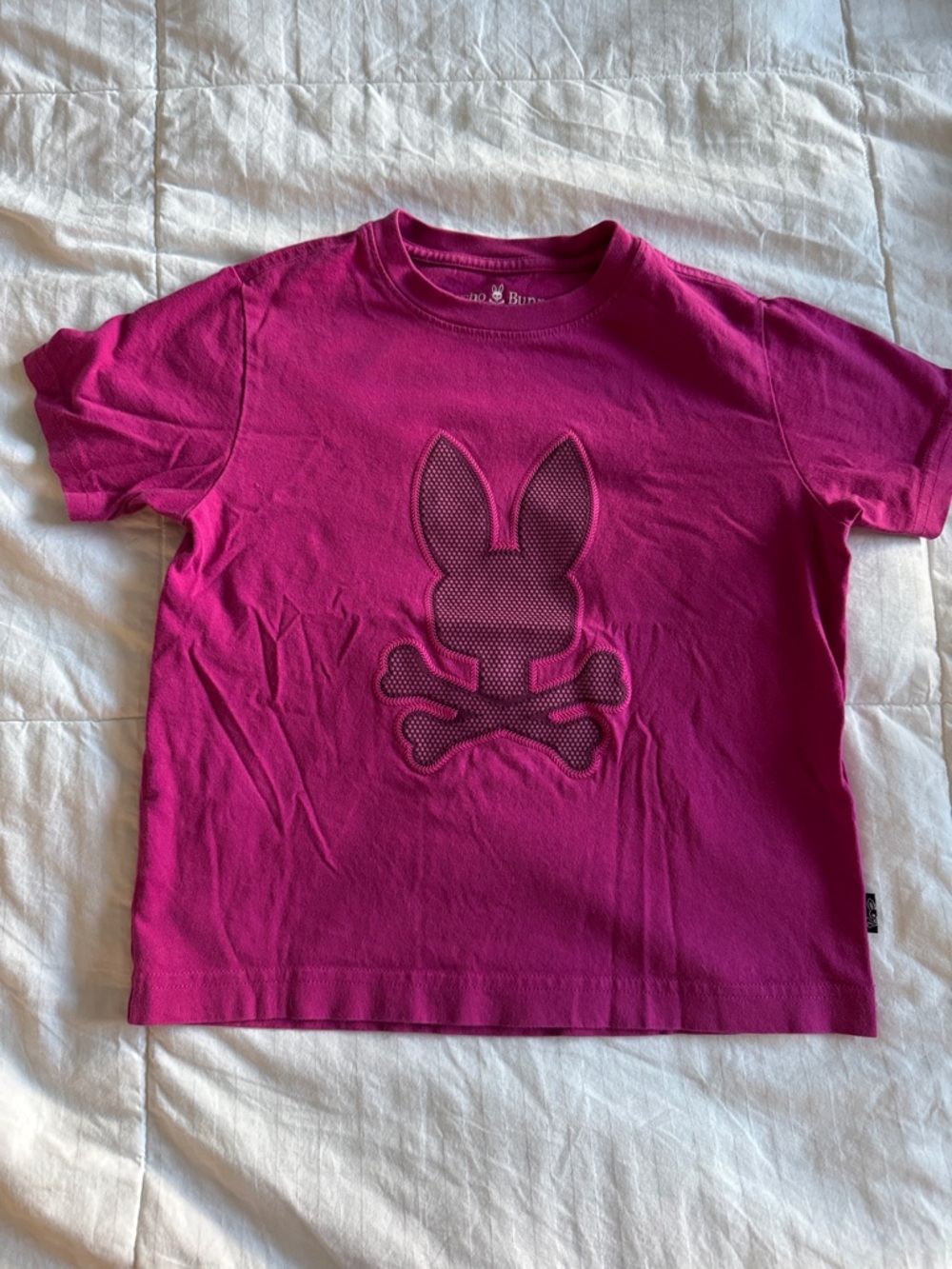 Psycho Bunny Kids Fuchsia Bunny Skull Short Sleeve Tee